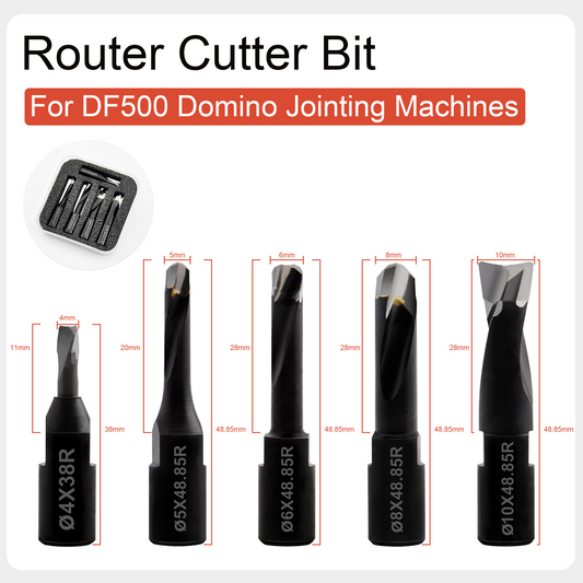 Solid Carbide Bit for Domino Jointing Machines Cutter Set Includes 5 Solid Carbide Bits with Diameters of 4mm,5mm,6mm,8mm and 10mm