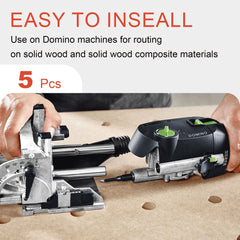 Solid Carbide Bit for Domino Jointing Machines Cutter Set Includes 5 Solid Carbide Bits with Diameters of 4mm,5mm,6mm,8mm and 10mm