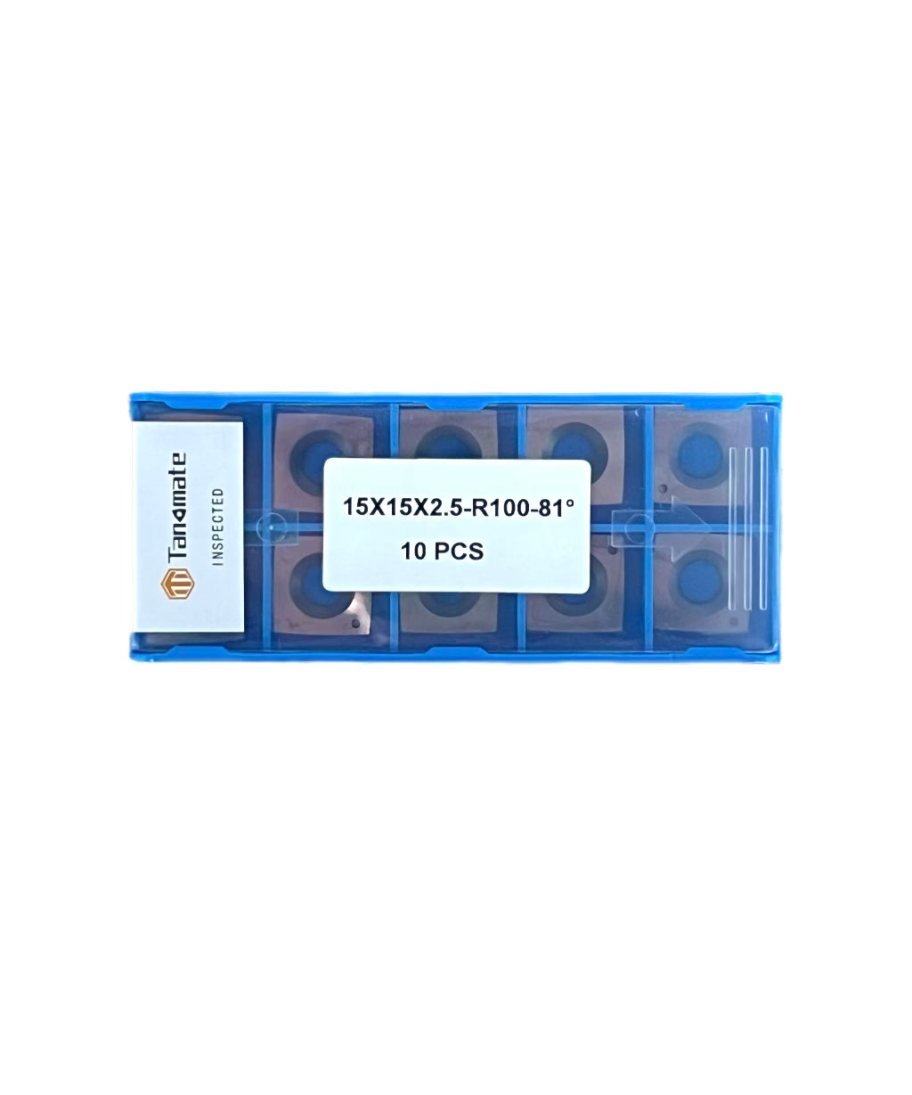 Tanomate Byrd Shelix Carbide Inserts Replacement Cutters (15x15x2.5mm R100-81°) for Woodworking Spiral/Helical Planer Cutter Head, 10pcs